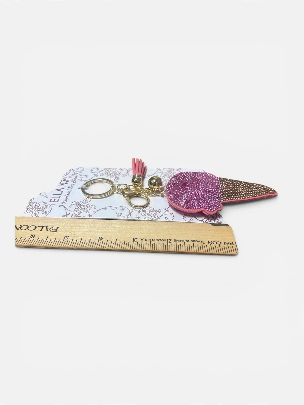 Ella Joy Pink Ice Cream Cone Key & Card Holder Charm
